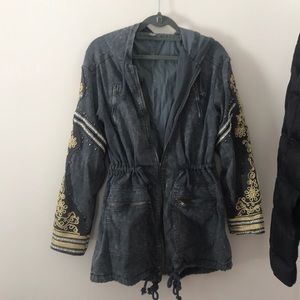 Free People Golden Quilt Military Parka